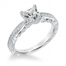 Artcarved Bridal Mounted with CZ Center Vintage Filigree Diamond Engagement Ring Minnie 14K White Gold - 31-V683ECW-E.00