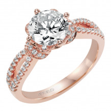 Artcarved Bridal Mounted with CZ Center Contemporary Floral Diamond Engagement Ring Phoebe 14K Rose Gold - 31-V337GRR-E.00
