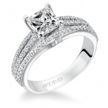 Artcarved Bridal Mounted with CZ Center Classic Diamond Engagement Ring Elizabeth 14K White Gold - 31-V210ECW-E.01