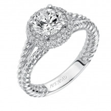 Artcarved Bridal Mounted with CZ Center Contemporary Americana Halo Engagement Ring Margo 14K White Gold - 31-V570ERW-E.00