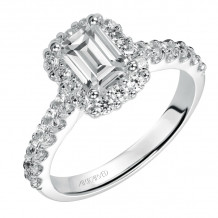 Artcarved Bridal Mounted with CZ Center Classic Halo Engagement Ring Genesis 14K White Gold - 31-V439EEW-E.00