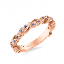 Artcarved Bridal Mounted with Side Stones Contemporary Anniversary Band 14K Rose Gold & Blue Sapphire - 33-V9479SR-L.00