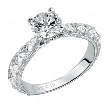 Artcarved Bridal Semi-Mounted with Side Stones Vintage Engagement Ring Collete 14K White Gold - 31-V486ERW-E.01