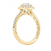 Artcarved Bridal Semi-Mounted with Side Stones Classic Lyric Halo Engagement Ring Mellie 14K Yellow Gold - 31-V934ERY-E.01