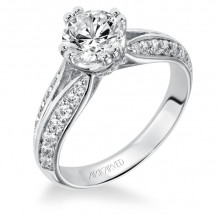 Artcarved Bridal Semi-Mounted with Side Stones Contemporary Engagement Ring Lexi 14K White Gold - 31-V343ERW-E.01