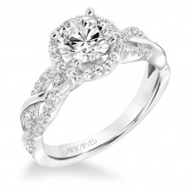 Artcarved Bridal Mounted with CZ Center Contemporary Twist Halo Engagement Ring Charlene 14K White Gold - 31-V682ERW-E.00
