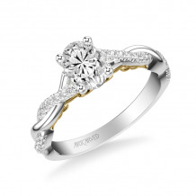 Artcarved Bridal Mounted with CZ Center Contemporary Lyric Engagement Ring Tilda 14K White Gold Primary & 14K Yellow Gold - 31-V1012EVWY-E.00