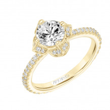 Artcarved Bridal Semi-Mounted with Side Stones Contemporary Floral Engagement Ring Lotus 14K Yellow Gold - 31-V842ERY-E.01