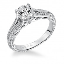 Artcarved Bridal Mounted with CZ Center Vintage Filigree Diamond Engagement Ring Zelma 14K White Gold - 31-V620ERW-E.00