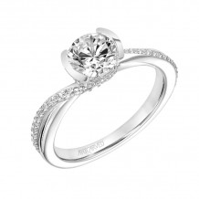 Artcarved Bridal Semi-Mounted with Side Stones Contemporary Bezel Engagement Ring Zola 18K White Gold - 31-V832ERW-E.03