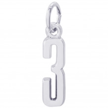 Sterling Silver Number 3 Charm