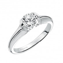 Artcarved Bridal Mounted with CZ Center Contemporary Bezel Solitaire Engagement Ring April 14K White Gold - 31-V383ERW-E.00