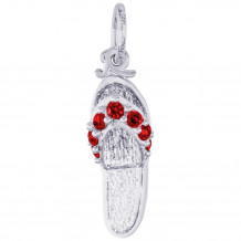 Sterling Silver Sandal - Ruby Red Charm