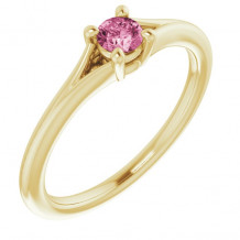 14K Yellow Pink Tourmaline Youth Solitaire Ring - 71984623P