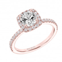 Artcarved Bridal Mounted with CZ Center Classic Halo Engagement Ring Molly 14K Rose Gold - 31-V866ERR-E.00