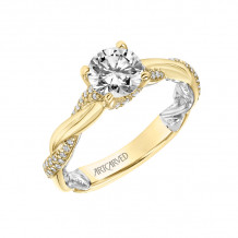 Artcarved Bridal Semi-Mounted with Side Stones Contemporary Lyric Engagement Ring Starla 14K Yellow Gold Primary & 14K White Gold - 31-V920ERYW-E.01