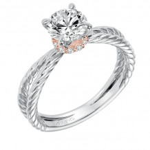 Artcarved Bridal Mounted with CZ Center Contemporary Twist Solitaire Engagement Ring Caitlin 14K White Gold Primary & 14K Rose Gold - 31-V569ERR-E.00