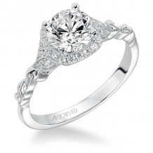 Artcarved Bridal Semi-Mounted with Side Stones Vintage Filigree Halo Engagement Ring Yvette 14K White Gold - 31-V525ERW-E.01
