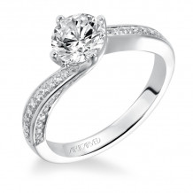 Artcarved Bridal Semi-Mounted with Side Stones Contemporary Engagement Ring Ellie 14K White Gold - 31-V334ERW-E.01