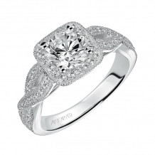 Artcarved Bridal Semi-Mounted with Side Stones Vintage One Love Engagement Ring Lizbeth 14K White Gold - 31-V507ERW-E.01