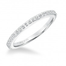 Artcarved Bridal Mounted with Side Stones Classic Halo Diamond Wedding Band Evangeline 14K White Gold - 31-V646W-L.00