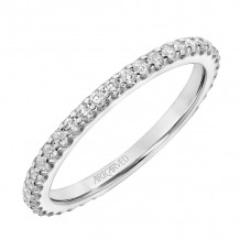 Artcarved Bridal Mounted with Side Stones Classic 3-Stone Diamond Wedding Band Maryann 18K White Gold - 31-V865W-L.01