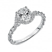 Artcarved Bridal Mounted with CZ Center Contemporary Rope Halo Engagement Ring Jolie 14K White Gold - 31-V461ERW-E.00