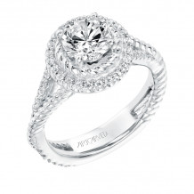 Artcarved Bridal Mounted with CZ Center Contemporary Rope Halo Engagement Ring Skyla 14K White Gold - 31-V737ERW-E.00