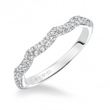 Artcarved Bridal Mounted with Side Stones Contemporary Twist Diamond Wedding Band Mackenzie 14K White Gold - 31-V595W-L.00