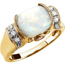 14K Yellow Opal, Pink Tourmaline & 1/6 CTW Diamond Ring - 64556200400P
