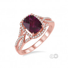 Ashi 14k Rose Gold Round Diamond and Rhodolite Garnet Engagement Ring