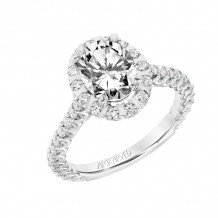 Artcarved Bridal Mounted with CZ Center Classic Halo Engagement Ring Clementine 14K White Gold - 31-V808GVW-E.00