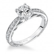Artcarved Bridal Semi-Mounted with Side Stones Vintage Filigree Diamond Engagement Ring Geneva 14K White Gold - 31-V626ERW-E.01