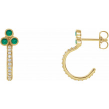 14K Yellow Emerald & 1/4 CTW Diamond J-Hoop Earrings - 8680660027P