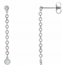 14K White 1/5 CTW Diamond Bezel Set Chain Earrings - 65346360000P