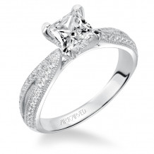 Artcarved Bridal Mounted with CZ Center Vintage Milgrain Diamond Engagement Ring Sinclair 14K White Gold - 31-V537ECW-E.00