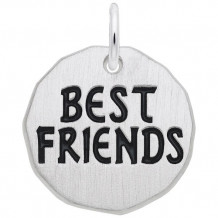Rembrandt Sterling Silver Round Best Friends Tag Charm