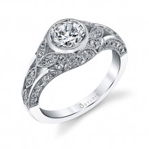 0.69tw Semi-Mount Engagement Ring With 1ct Round Head