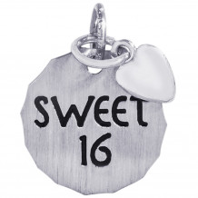 Sterling Silver Sweet 16 Tag W/Heart Charm