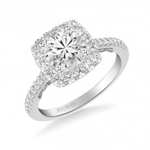 Artcarved Bridal Mounted with CZ Center Classic Lyric Diamond Engagement Ring Loni 14K White Gold - 31-V1006GRW-E.00