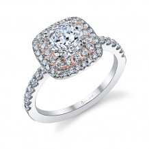 0.55tw Semi-Mount Engagement Ring With 1ct Round/Cushion Halo Two Tone
