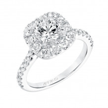 Artcarved Bridal Mounted with CZ Center Classic Halo Engagement Ring Frances 14K White Gold - 31-V734ERW-E.00