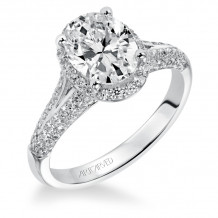 Artcarved Bridal Mounted with CZ Center Classic Halo Engagement Ring Ariel 14K White Gold - 31-V327GVW-E.00