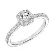 Artcarved Bridal Mounted Mined Live Center Classic One Love Halo Engagement Ring Charlene 18K White Gold - 31-V867ARW-E.01