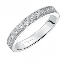 Artcarved Bridal Mounted with Side Stones Vintage Eternity Diamond Anniversary Band 14K White Gold - 33-V97C4W65-L.00