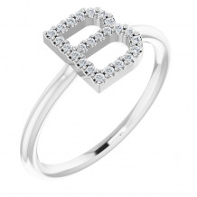 14K White 1/8 CTW Diamond Initial B Ring - 1238346005P