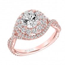 Artcarved Bridal Semi-Mounted with Side Stones Contemporary Twist Engagement Ring Mystelle 14K Rose Gold - 31-V887ERR-E.01