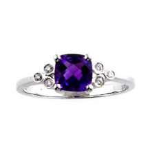 YCH 14k White Gold Amethyst and Diamond Ring