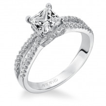 Artcarved Bridal Mounted with CZ Center Contemporary Engagement Ring Melanie 14K White Gold - 31-V344ECW-E.00
