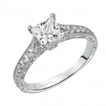 Artcarved Bridal Semi-Mounted with Side Stones Vintage Engagement Ring Ruth 14K White Gold - 31-V437ECW-E.01